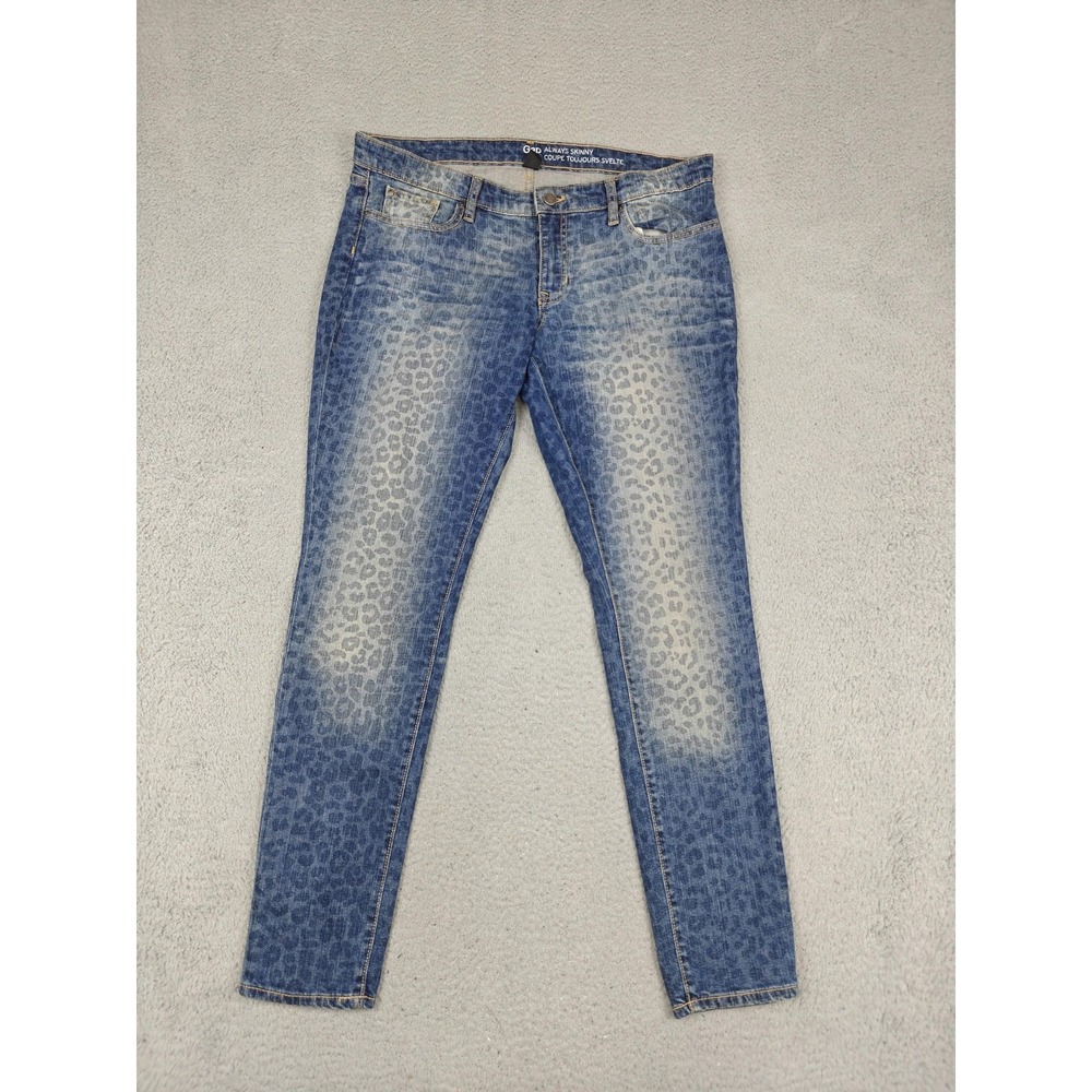 Gap Jeans Womens 12/31R Blue Always Skinny‎ Animal Print Medium Wash Stretch